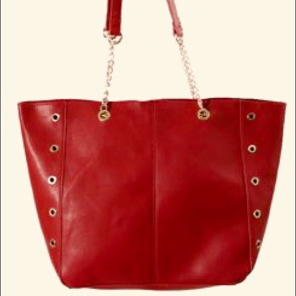INC International Concepts Handbags - I.N.C Korra Red Leather Grommet Tote ~ NWT